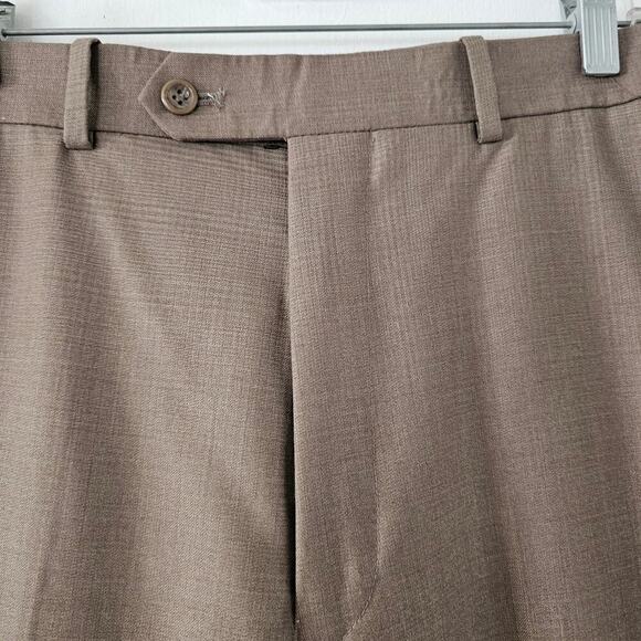 Men's Caravelli Pants Dress Slacks 99579 36L Brown Tan Flat Front Office Formal - Picture 7 of 8